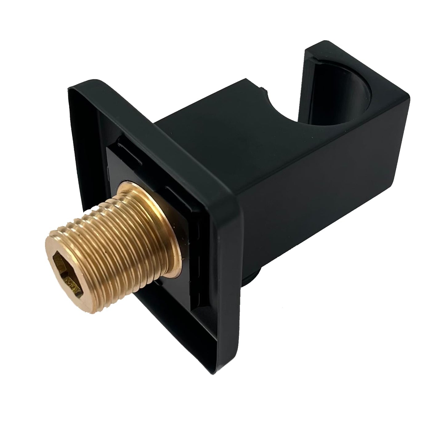 Wandanschlussbogen AD-P90 Black mit Brausehalter in Schwarz Matt - Eckig