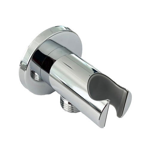 Wandanschlussbogen AD-P89 mit Brausehalter in Silber verchromt - Rund
