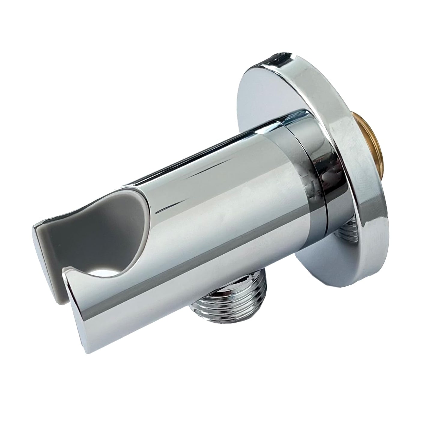 Wandanschlussbogen AD-P89 mit Brausehalter in Silber verchromt - Rund