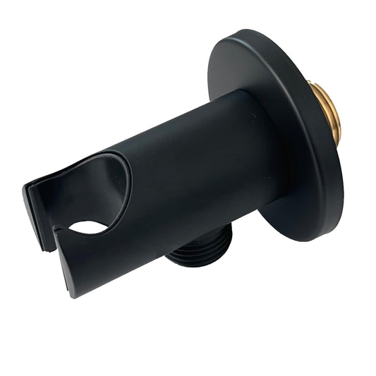 Wandanschlussbogen AD-P89 Black mit Brausehalter in Schwarz Matt - Rund