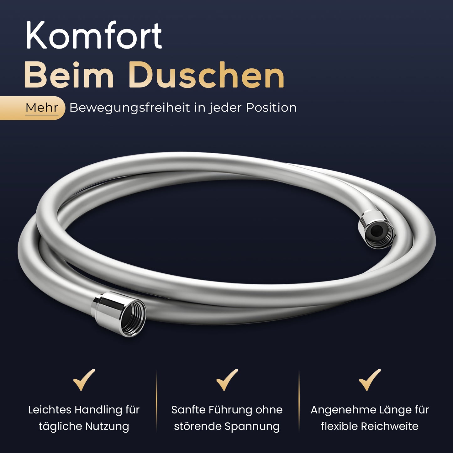 Duschschlauch Silber Matt in Länge: 60cm - 250cm