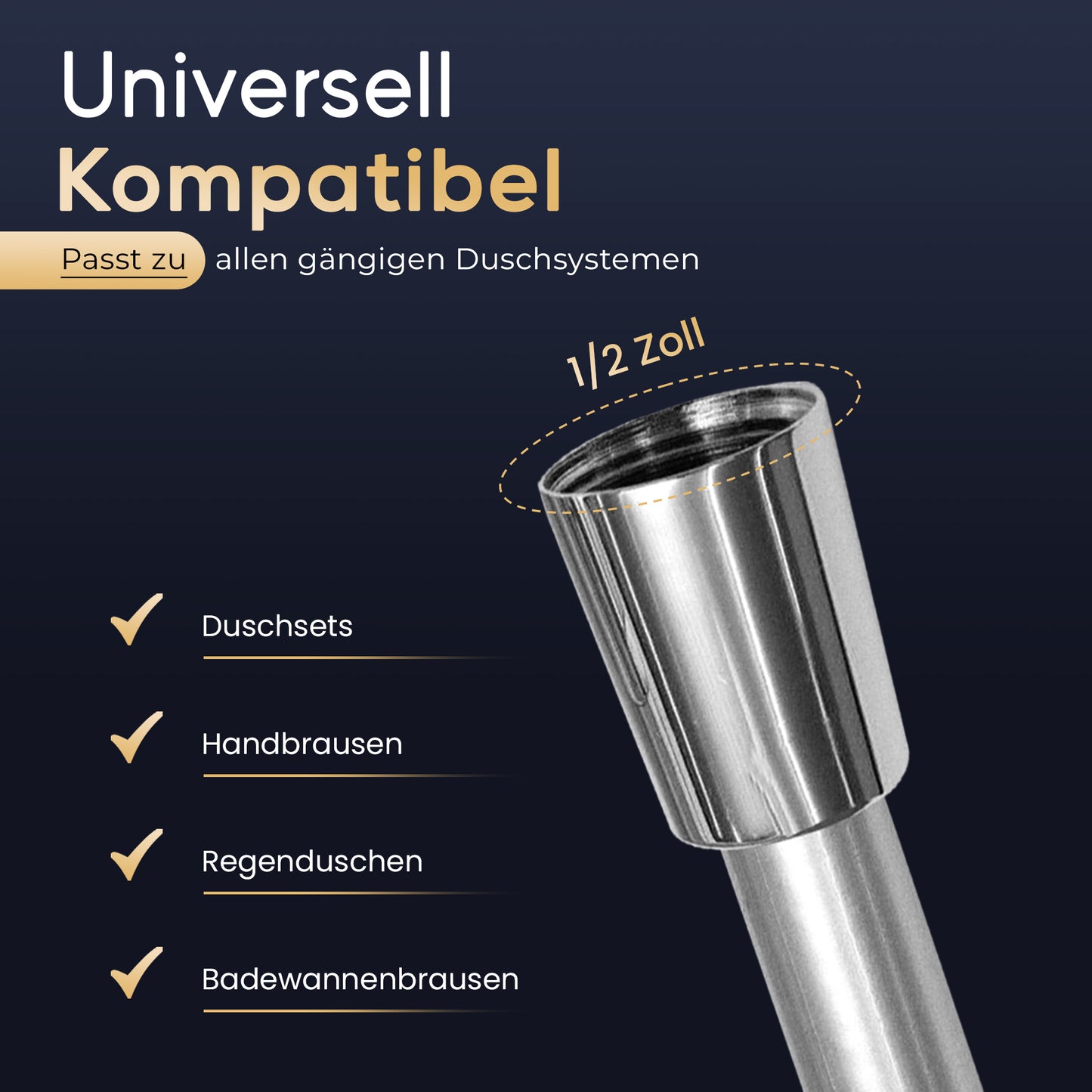 Duschschlauch Silber Matt in Länge: 60cm - 250cm