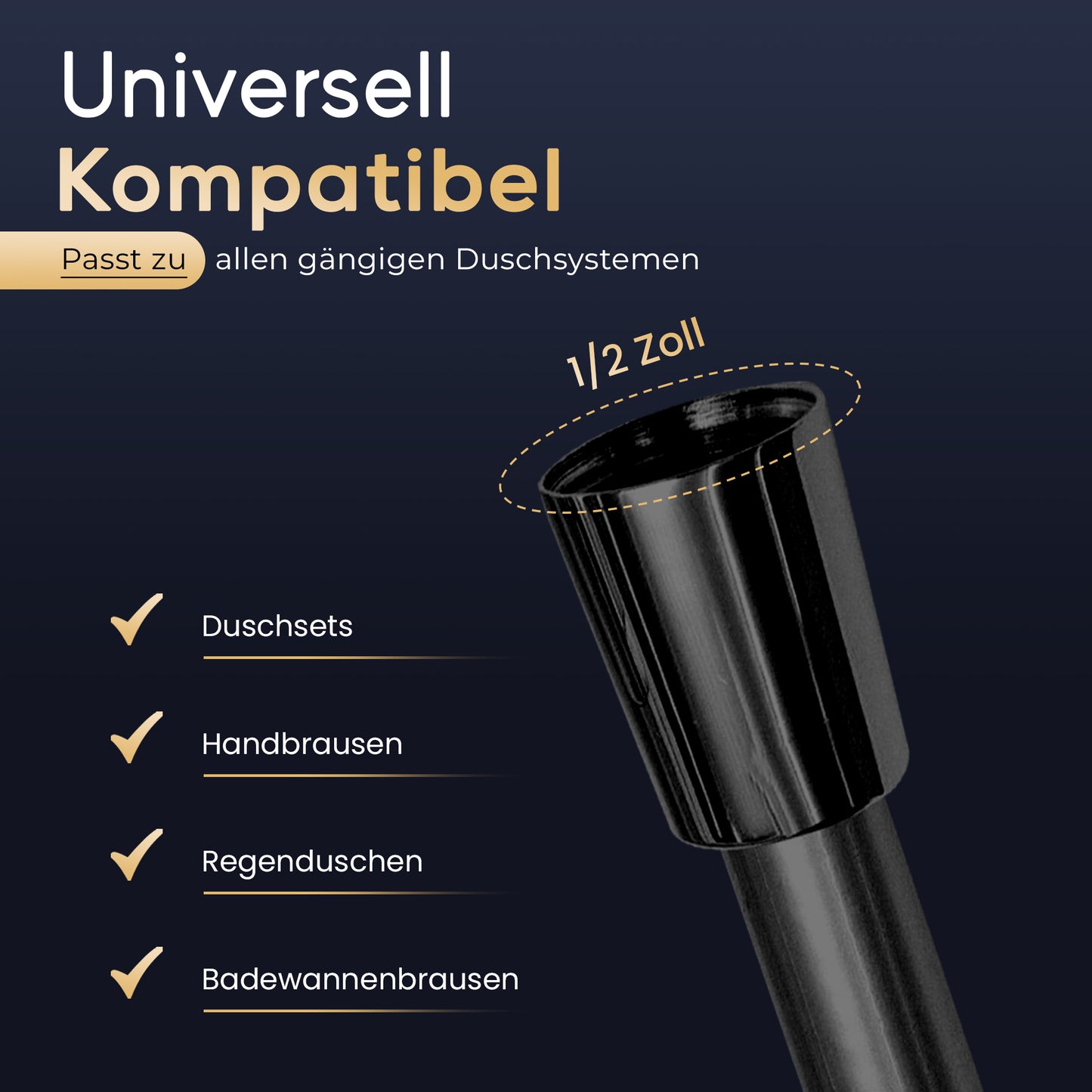 Duschschlauch Schwarz Matt in Länge: 60cm - 250cm