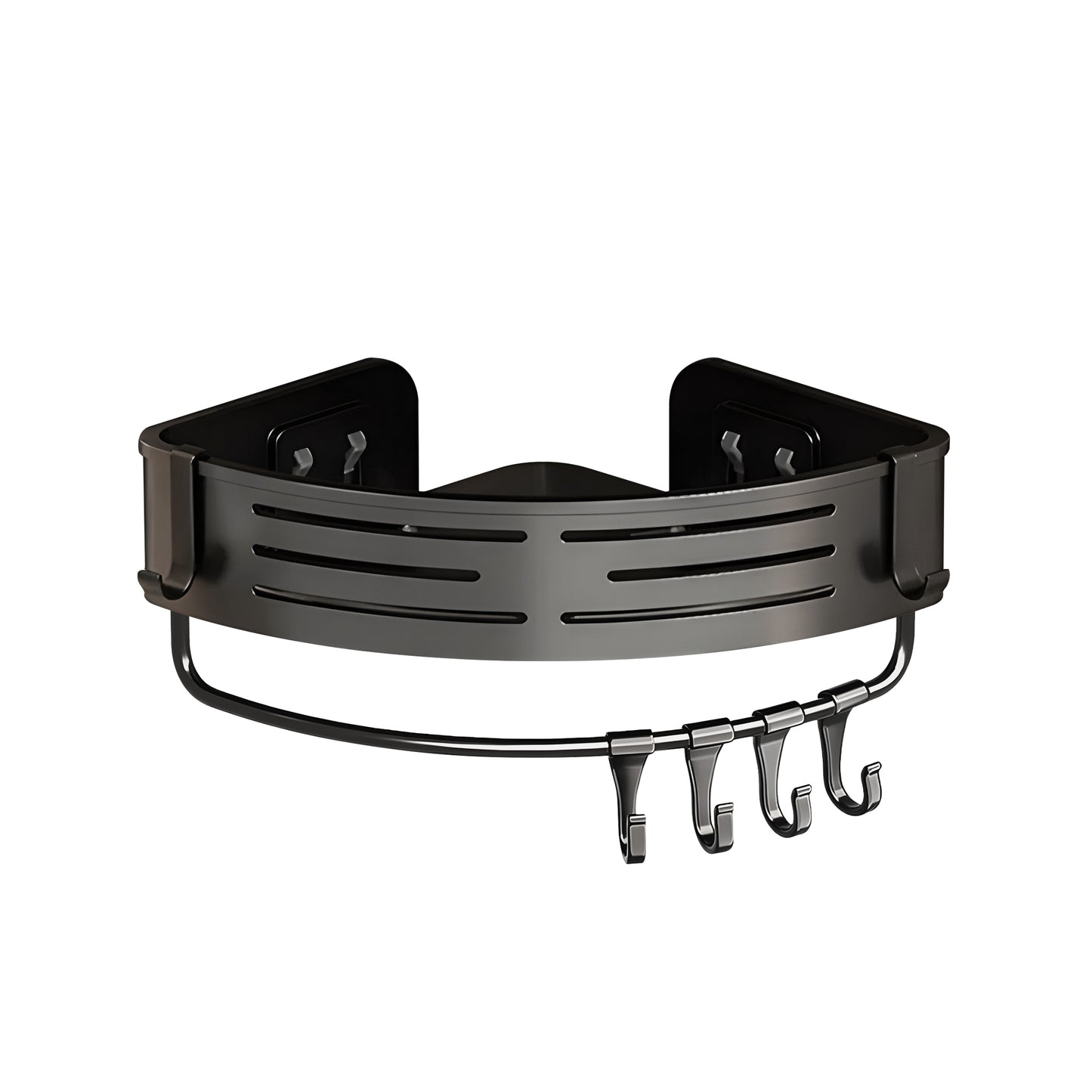 Premium Duschablage ohne Bohren – Designer Badregal Aluminium rostfrei mit Haken