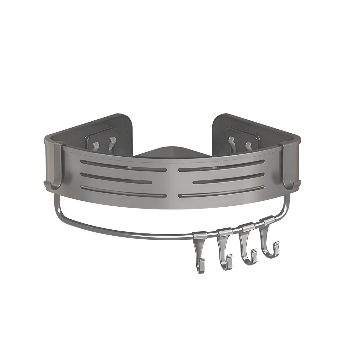 Premium Duschablage ohne Bohren – Designer Badregal Aluminium rostfrei mit Haken