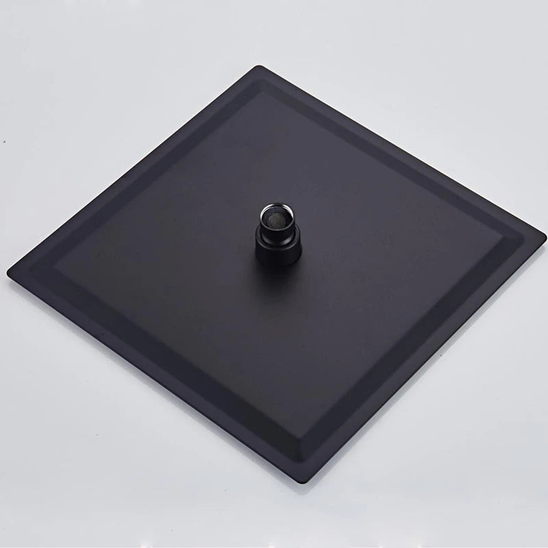 Regenduschkopf Schwarz Matt Quadratisch in Größe 20cm - 40cm