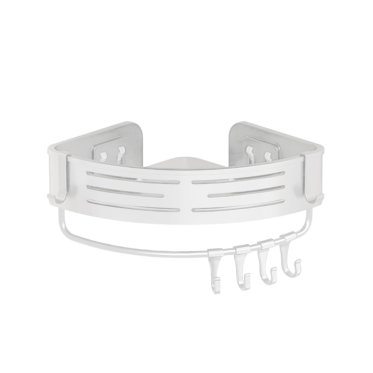 Premium Duschablage ohne Bohren – Designer Badregal Aluminium rostfrei mit Haken